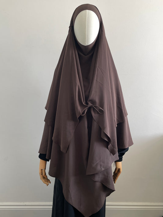 Brown tie front khimar