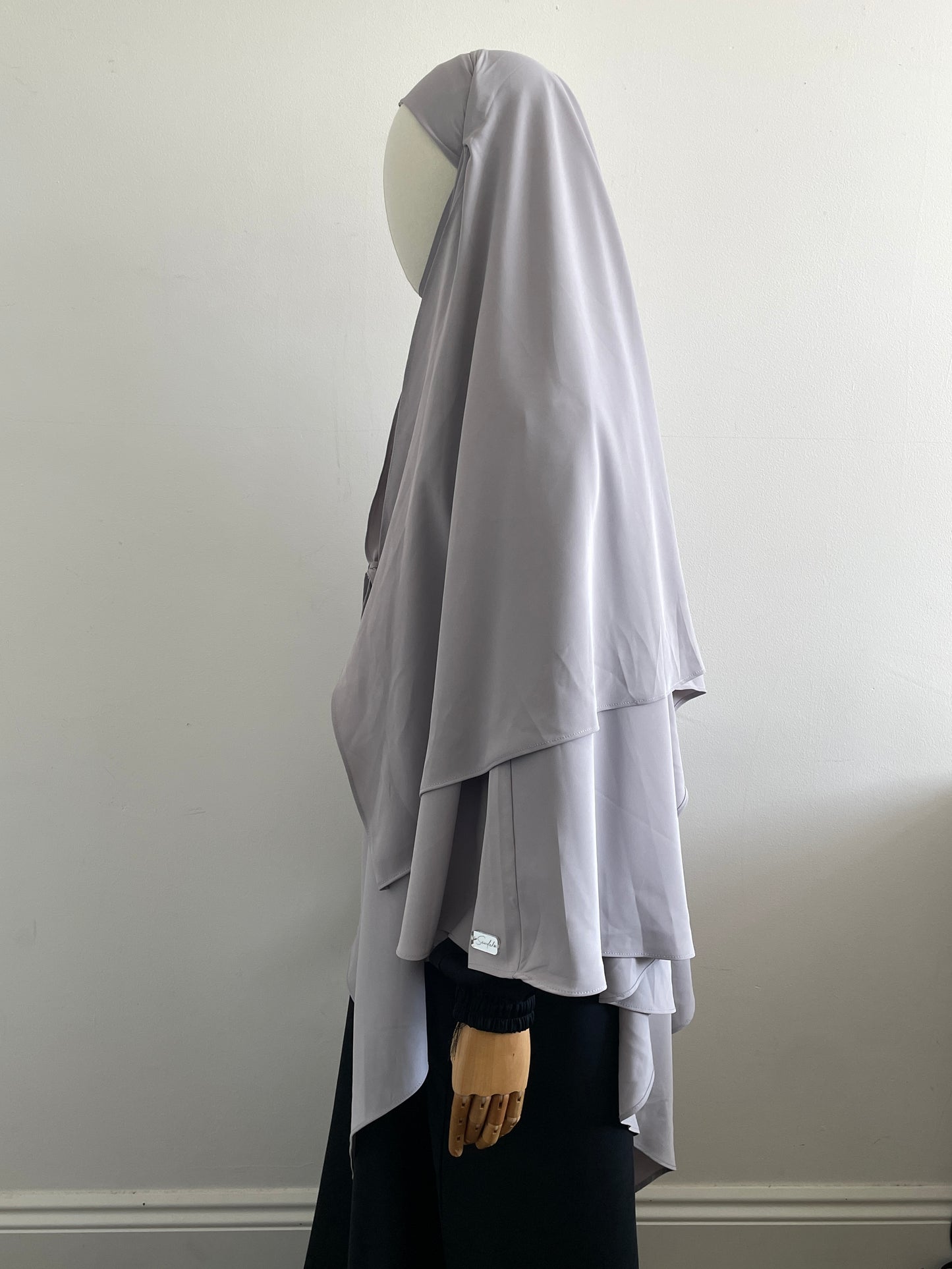 Grey tie front khimar