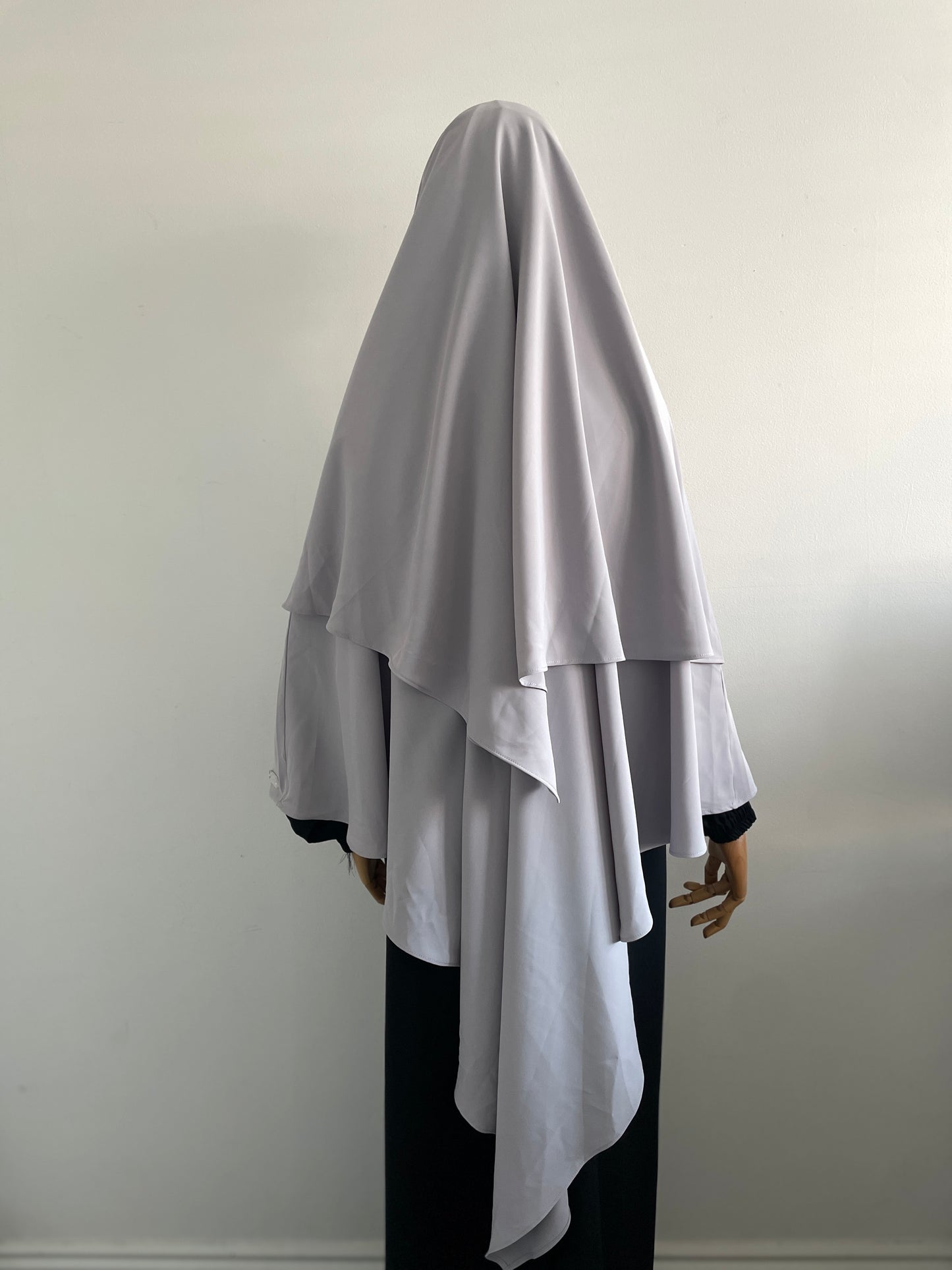 Grey tie front khimar