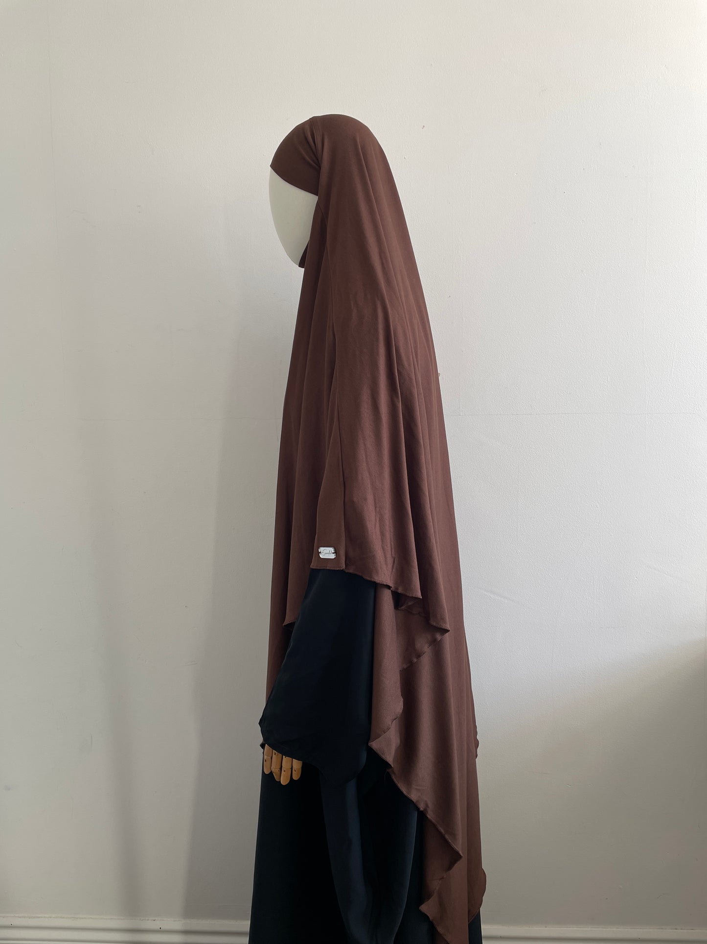 Brown maxi jersey khimar
